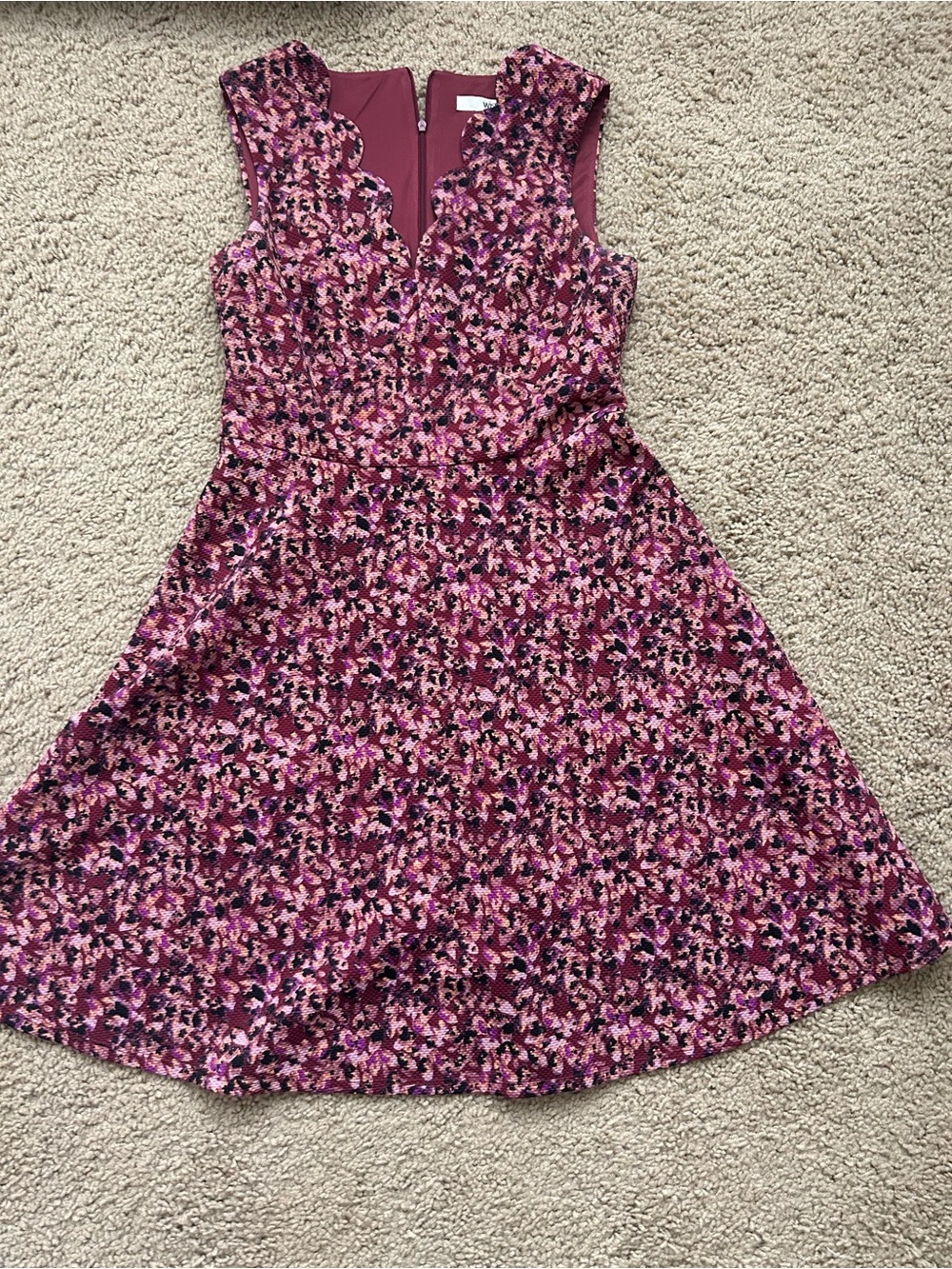 Women’s Floral Fit-and-Flare Dress with Scalloped Neckline